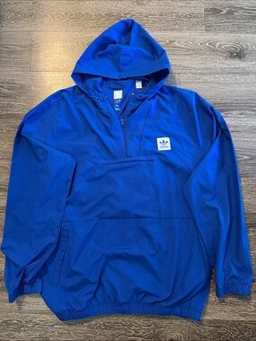 Adidas Blue Hooded Half-Zip Anorak Crossbody Bag Windbreaker